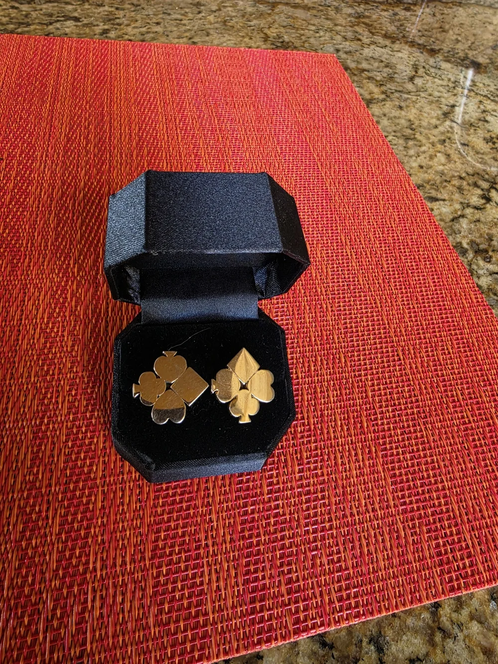 SWANK Vintage Mirrored Gold Tone Club Spade Diamond Heart Card Suits Cufflinks